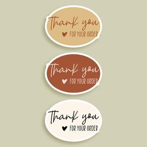 140 Neutral TY For Your Order Stickers GLOSSY